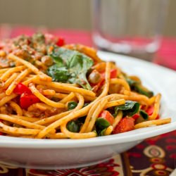 Olive Oil Pasta with Walnuts - Recipe photo by ohsheglows