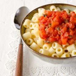 Pasta with Pumpkin & Tomato Sauce - Recipe photo by Dulcis in Furno