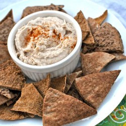 White Bean Dip & Pita Chips - Recipe photo by Clean Green Simple