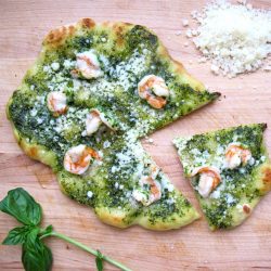 Shrimp Pesto Pizza - Recipe photo by Jenny Steffens
