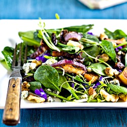 Baby Spinach Salad w/ Violets - Recipe photo by WinnieAb