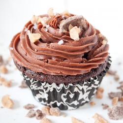 Chocolate Bourbon Toffee Cupcakes - Recipe photo by lighterandlocal