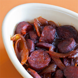 Iberico Chorizo in Rioja - Recipe photo by becskr