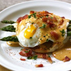 Eggs Benedict with BBQ Hollandaise - Recipe photo by afarmgirlsdabbles