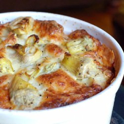 Artichoke Bread Pudding - Recipe photo by Circle B Kitchen
