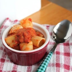 Vegan Meatballs & Spaghetti-Os - Recipe photo by kitchengrrrls