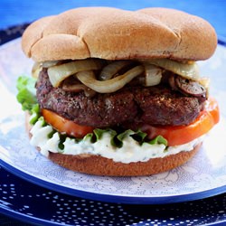 Burgers with Blue Cheese Mayo - Recipe photo by Jane Deere