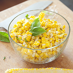 Sweet Corn with Sea Salt & Basil - Recipe photo by TheMeaningofPie