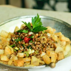 Yucca Fries and Lentil Salad - Recipe photo by tasteofbeirut