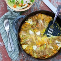Zucchini Blossom and Potato Quiche - Recipe photo by Juls