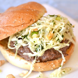 Asian Slaw Burgers - Recipe photo by mindysmouthful