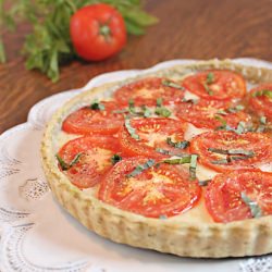 Tomato Tart with Basil Garlic Crust - Recipe photo by Taste See