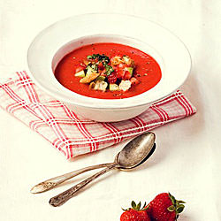 Strawberry Tomato Gazpacho - Recipe photo by onegirlinthekitchen