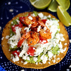 BBQ Grilled Shrimp Tostadas - Recipe photo by Jane Deere