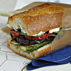 Eggplant, Zucchini, Tomato Sandwich - Recipe photo by tomato_tango