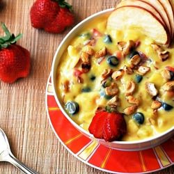 Fruit Salad in Eggless Vanilla Custard - Recipe photo by thevegbowl