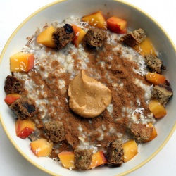 Sweet Peach Overnight Oatmeal - Recipe photo by cleaneatingchelsey