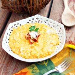 Creamy Pumpkin Risotto with Bacon - Recipe photo by Comfort of Cooking