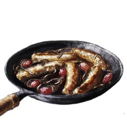 Roast Sausages with Chianti - Recipe photo by jonroberts