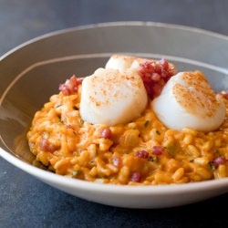 Pumpkin Risotto w/ Scallops - Recipe photo by spoonforkbacon