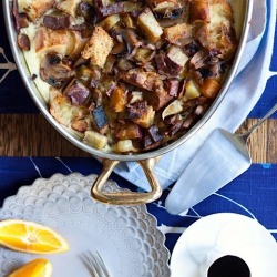 Strata with Mushrooms & Sweet Potato - Recipe photo by fiveandspice