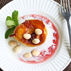 Sangria Glazed Pears - Recipe photo by CookandBeMerry