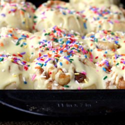Birthday Cake Cinnamon Rolls - Recipe photo by CheekyKitchen