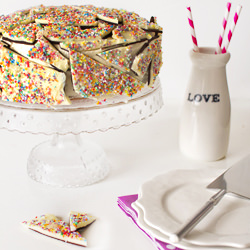 Vanilla Malt Sprinkle Bark Cake - Recipe photo by spicyicecream