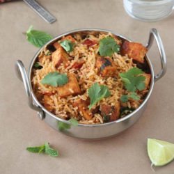 TOMATO PULAO/PILAF WITH MASALA TOFU - Recipe photo by Dishesfrommykitchen