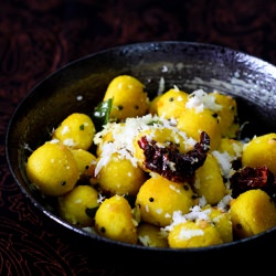 Cornmeal Dumplings Stir Fry - Recipe photo by vegetariantastebuds