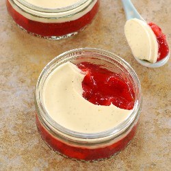 Strawberry Jelly with Vanilla Panna - Recipe photo by peasepudding