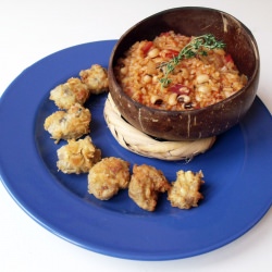 Cracked Conch with Rice and Peas - Recipe photo by WhereTheFoodIs