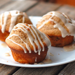 Vanilla Glazed Apple Muffins - Recipe photo by pinchofyum