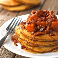 Butternut Squash and Pecan Pancakes - Recipe photo by pinchofyum