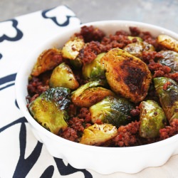 Brussels Sprouts & Chorizo - Recipe photo by Ibreatheimhungry