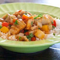 Salt Cod with Potatoes over Rice - Recipe photo by steamykitchen