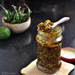 Instant Green Chili Pickle - Recipe photo by sayantani