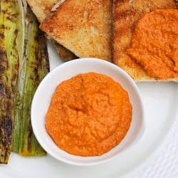 Grilled Leeks w/ Romesco Sauce - Recipe photo by joshbousel