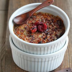 Cherry Vanilla Baked Oatmeal - Recipe photo by DessertForTwo