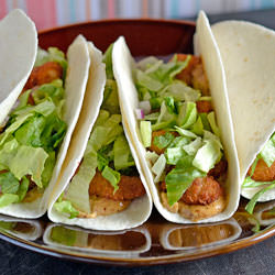 Crispy Shrimp Soft Tacos - Recipe photo by Behind the Bites