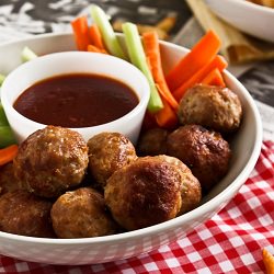 Buffalo Chicken Meatballs - Recipe photo by WhatShesHaving
