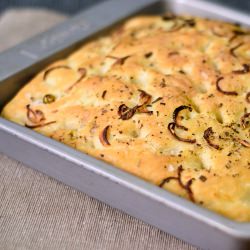 Onion & Garlic Focaccia - Recipe photo by vegetariantastebuds