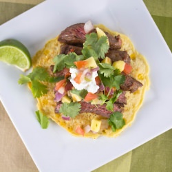 Skirt Steak w/ Corn Cakes - Recipe photo by Azestybite