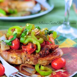 Pork Chops, Sausage, Peppers, Wine - Recipe photo by Diva Eats Italia