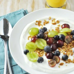 Yogurt Grape, Blueberries, & Granola - Recipe photo by savorthethyme