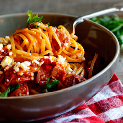 Tomato & Chorizo Pasta - Recipe photo by Simply Delicious