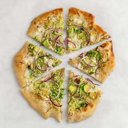 Brussels Sprout & Red Onion Pizza - Recipe photo by loveandlemons