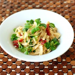 Low Carb Pasta with Wilted Mache - Recipe photo by The Enchanted Cook