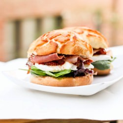 Dutch Crunch Bread with Prosciutto - Recipe photo by avocadopesto