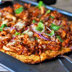 Light BBQ Chicken Pizza - Recipe photo by pinchofyum
